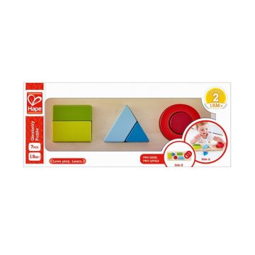 Hape - Puzzle din lemn Geometric , Puzzle Copii, piese 6