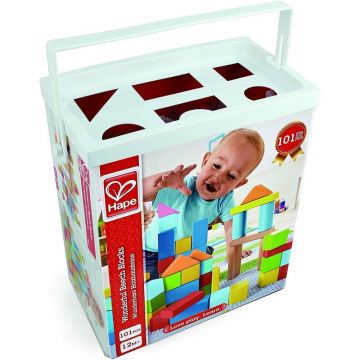 Hape - Set de constructie Cuburi, din Lemn