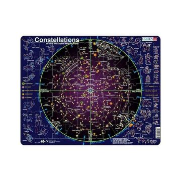 Larsen - Puzzle educativ Constelatii , Puzzle Copii , Maxi, Orientare tip vedere, In engleza, piese 70