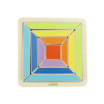 Masterkidz - Puzzle din lemn Curcubeu , Puzzle Copii , Patrate concentrice, piese 13