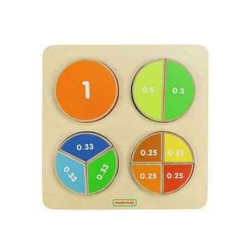 Masterkidz - Puzzle din lemn Fractiile , Puzzle Copii, piese 12