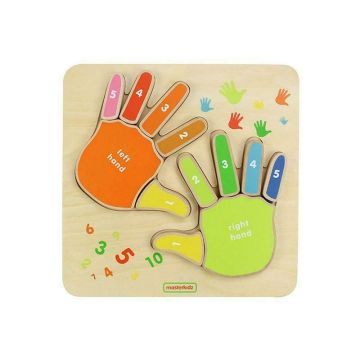 Masterkidz - Puzzle din lemn Mainile si degetele , Puzzle Copii, piese 12