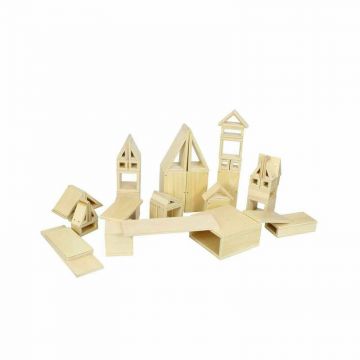 Masterkidz - Set constructie 48 cuburi de lemn gigant cu interior gol, +3 ani,
