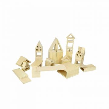 Set constructie 48 cuburi de lemn gigant cu interior gol, +3 ani, Masterkidz