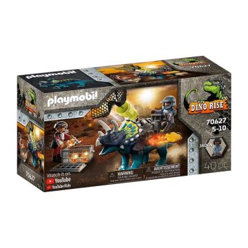 Playmobil - Set de constructie Triceratops - Batalia pentru piatra legendara , Dino Rise