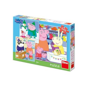 Puzzle 3 in 1 Purcelusa Peppa - Dupa-amiaza fericita (3 x 55 piese)