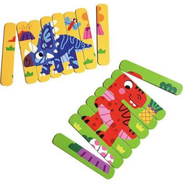 Roter Kafer - Puzzle animale Dinozauri Din betisoare Puzzle Copii, piese 16