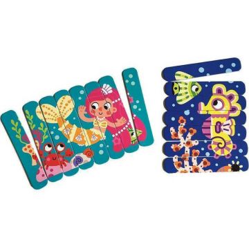 Roter Kafer - Puzzle animale Sirena si Calut de mare Din betisoare Puzzle Copii, piese 16