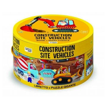 Sassi - Puzzle vehicule Cu carte Puzzle Copii, piese 30