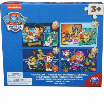 Spin master - Puzzle din lemn Patrula catelusilor , Puzzle Copii, 4 in 1, piese 72