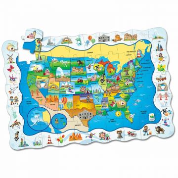 THE LEARNING JOURNEY - Puzzle educativ Harta SUA Cu joc Puzzle Copii, piese 50
