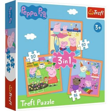 Trefl - Puzzle personaje Inventiva Peppa pig , Puzzle Copii , 3 in 1, piese 103