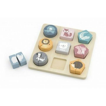 Viga - Puzzle din lemn Cuburi cu animale salbatice , Puzzle Copii, piese 18
