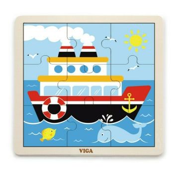 Viga - Puzzle din lemn Vapor , Puzzle Copii , Cu piese mari, piese 9