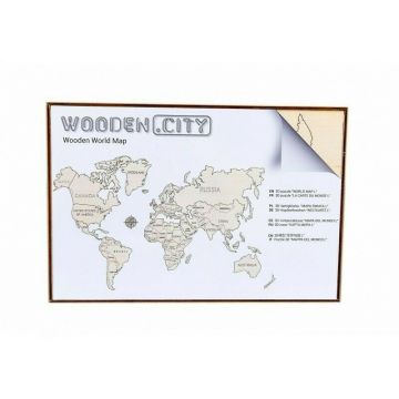 Wooden City - Puzzle 3D Harta lumii , Puzzle Copii , L, De perete, piese 29