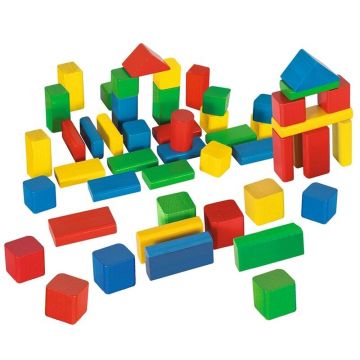 Eichhorn - Set de constructie Cuburi Coloured Wooden Blocks, In galetusa , 50 piese