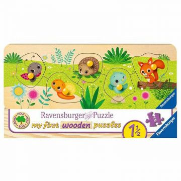 Puzzle Lemn Animalute, 5 Piese