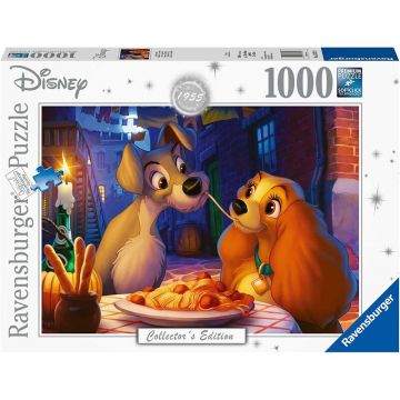 Ravensburger - Puzzle personaje Doamna si Vagabontul , Puzzle Copii, piese 1000