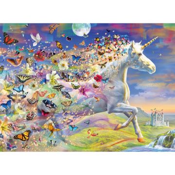 Puzzle Unicorni Si Fluturi, 500 Piese si Stickere