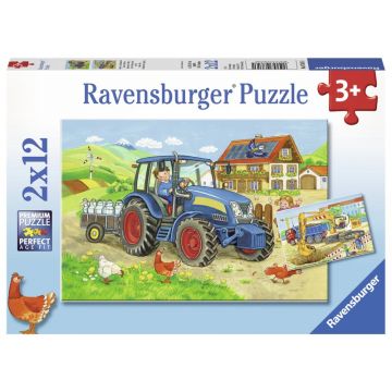 Puzzle Santier Constructii Si Ferma, 2X12 Piese