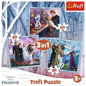 Trefl - Puzzle personaje Frozen 2 Regatul de Gheata , Puzzle Copii , 3 in 1, piese 103