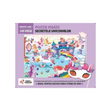 Chalk and chuckles - Puzzle magic - Secretele unicornilor (100 piese)