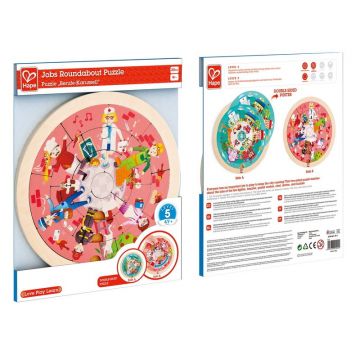 Hape - PUZZLE ROTUND CU 2 FETE