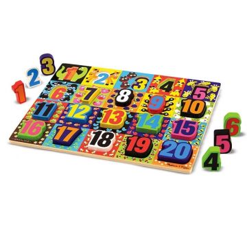 Melissa and Doug - Puzzle lemn in relief Numere de la 1 la 20