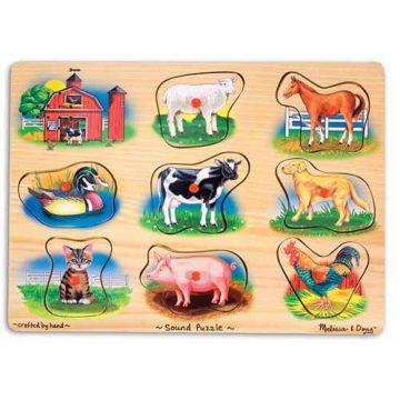 Puzzle lemn cu sunete Animale de la Ferma Melissa and Doug