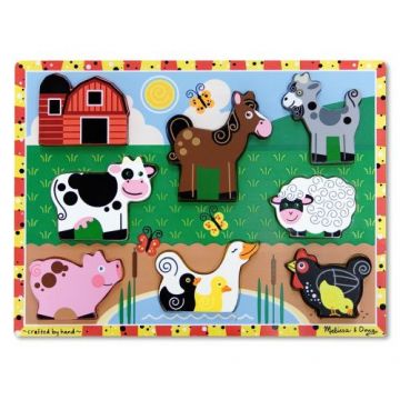 Puzzle lemn in relief Animale de ferma Melissa and Doug