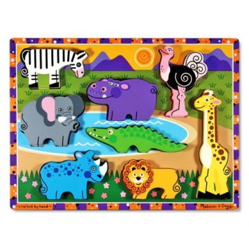 Puzzle lemn in relief Safari Melissa and Doug