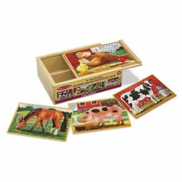 Set 4 puzzle lemn in cutie Animale domestice Melissa and Doug