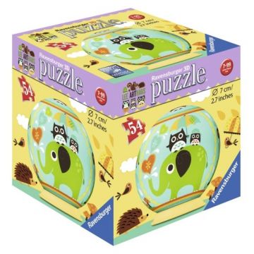 Puzzle 3D Ravensburger Bufnita si Elefant - 54 piese