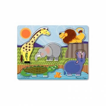 Puzzle de lemn Atinge si descopera Animale Zoo Melissa and Doug