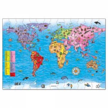 Puzzle in Limba Engleza si Poster Orchard Toys - Harta Lumii