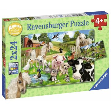 Puzzle Ravensburger Ferma Animalelor, 2X24 Piese