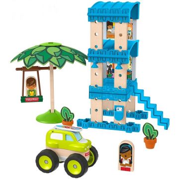 Set constructie Fisher-Price Wonder Makers Beach Bungalow 35 piese