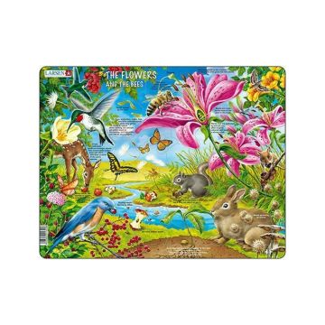 Larsen - Puzzle maxi Flori si albine, orientare tip vedere, 55 de piese,