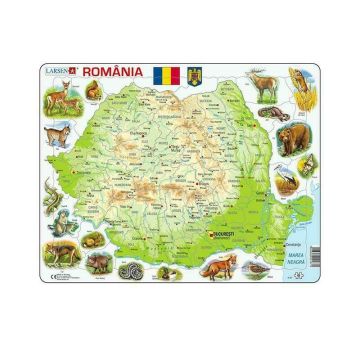 Larsen - Puzzle maxi Romania cu animale (limba romana) orientare tip vedere 68 de piese
