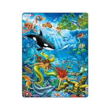 Larsen - Puzzle Maxi Sirenele care descopera Statuia regelui Neptun, 32 piese,