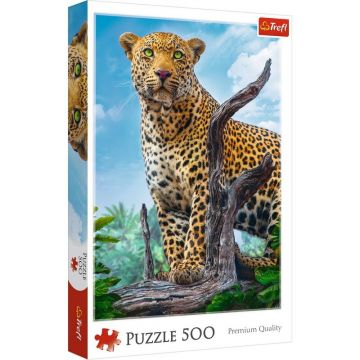 Trefl - Puzzle peisaje Leopard in savana , Puzzle Copii, piese 500, Multicolor