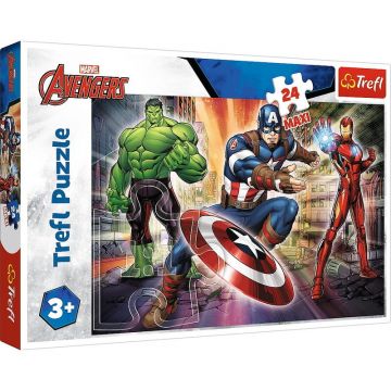 Trefl - Puzzle personaje Eroi Avengers , Puzzle Copii , Maxi, piese 24, Multicolor