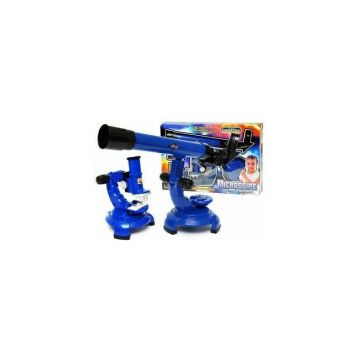 Leantoys - Set 2 in 1 microscop 1200x si telescop 40x, stiintific de jucarie, cu accesorii pentru copii, , 1136