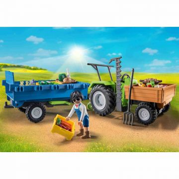 Playmobil - Tractor Cu Remorca Si Muncitor