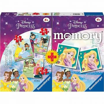Puzzle si Joc Memory Printesele Disney, 25/36/49 Piese