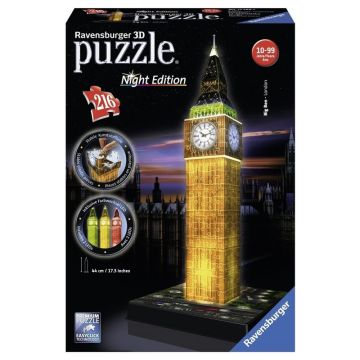 Ravensburger - Puzzle 3D Big Ben, Editie luminoasa, 216 piese