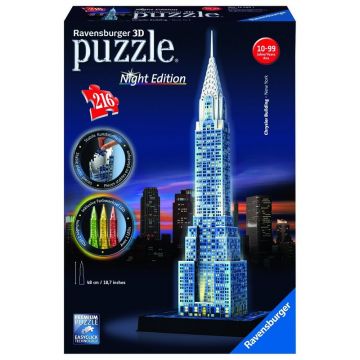 Ravensburger - Puzzle 3D Cladirea Chrysler, Editie luminoasa, 216 piese