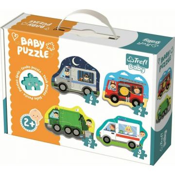 Trefl - Puzzle vehicule Si meserii , Puzzle Copii , Baby Clasic, piese 18