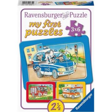 Puzzle Animale Conducand Vehicule, 3X6 Piese