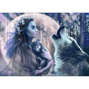 Puzzle Femeie Cu Lupi, 1000 Piese